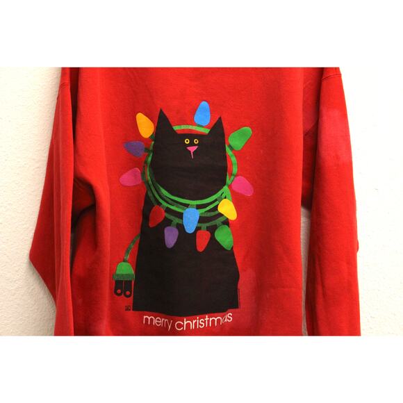 Vintage Christmas Cat Sweatshirt XL - Picture 2 of 10